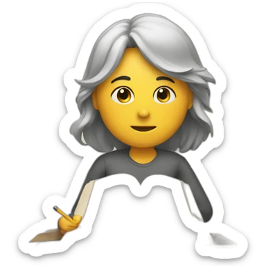 a person writing a book sticker