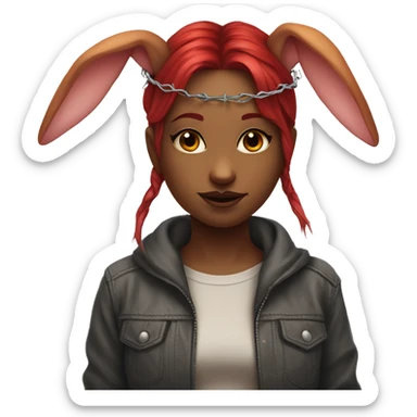 Red skinned bunny girl with horns and a barbed wire halo sticker