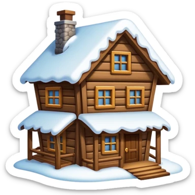 wood house with snow sticker