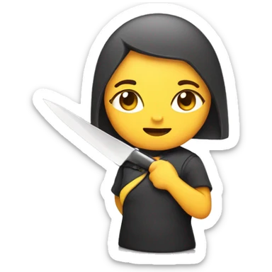 A chick holding a knife sticker