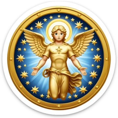 seal of Archangel Michael, glowing effect, celestial, circular sticker
