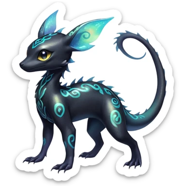 Ethereal Pastel Nebulae Exotic Salandit-Umbreon-Fakémon-hybrid-creature (full body)  sticker