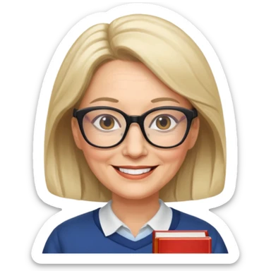 Catherine is 53 years old, she live with her husband and she is a literature teacher sticker