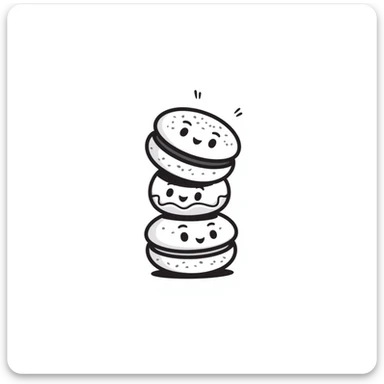 kawaii macarons with happy faces stacked in a tower sticker