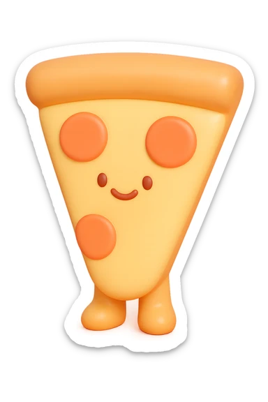 a slice of pizza vinyl figure style sticker
