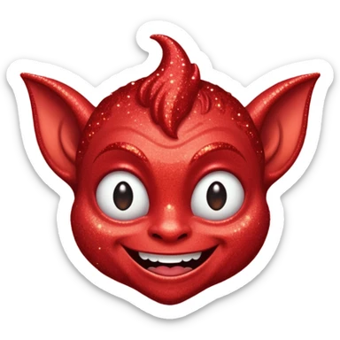 red glitter smilling imp sticker