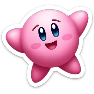 cute happy Kirby jumping on a star sticker