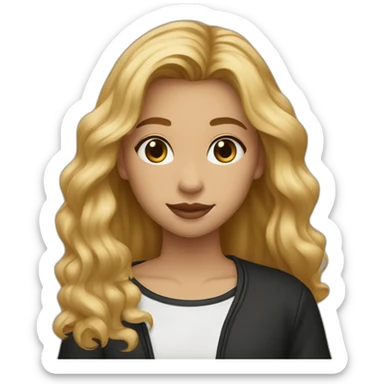 20 year old long honey blonde hair with black shirt and light skin to olive skin  sticker