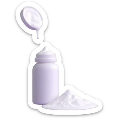 baby powder bottle with puff of white powder sticker