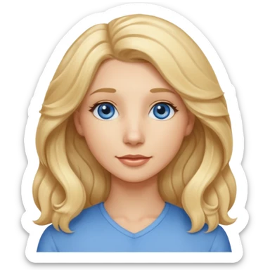 Long, straight, blonde hair, blue eyed woman.   Wavy, blonde goldendoodle sticker