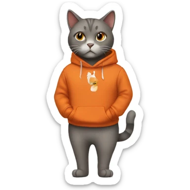 cat wearing burnt orange sweatshirt sticker
