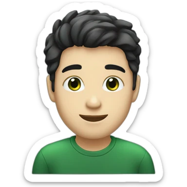 profile white male heart face black tapered hair with dark green eyes sticker