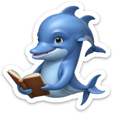 dolphin reading a book sticker