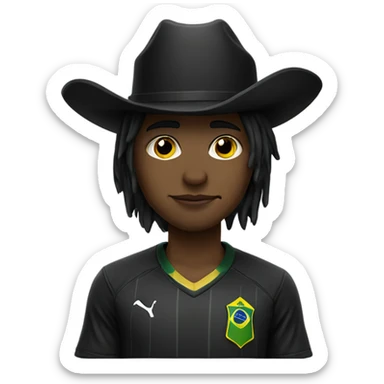 goth wearing cowboy hat and brazil soccer jersey  sticker