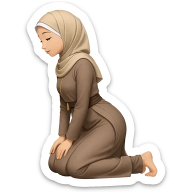 Islamic Woman Kneeling prostrated side view bent forwards sticker