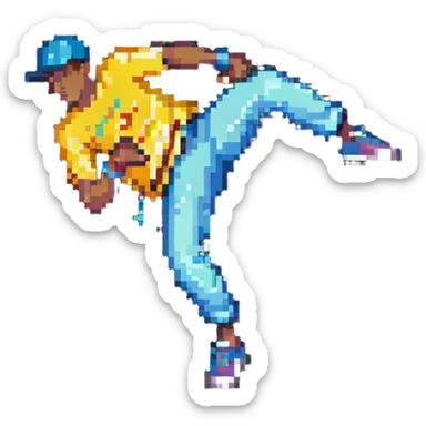 breakdancer mid-move sticker