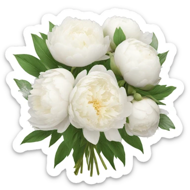 White peonies bouquet  sticker