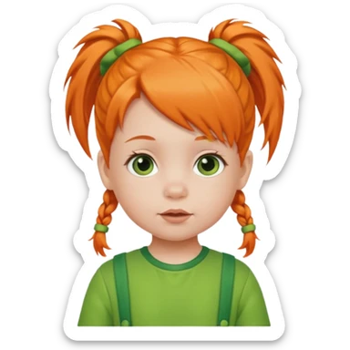 orange pigtail hair girl baby green outfit sticker