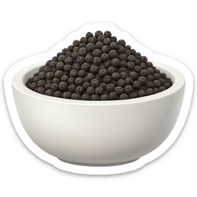small white bowl with black pepper granules sticker