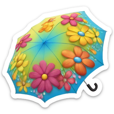 Large umbrella made of flowers with dew drops sticker