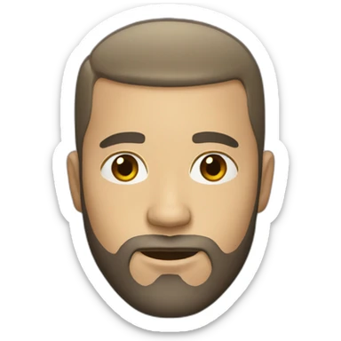 white man with dark buzz cut and beard sticker