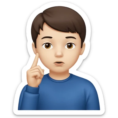 boy asking for silence sticker