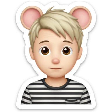 stripped shirt wearing Cute boy mice hair style. sticker