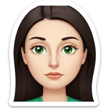 Me  a white woman with long layered dark brown hair green eyes and high cheek bones and thin top lip and big bottom lip and a mole on my left side of my chin very thin eyebrows with a scar on the right eyebrow and a stay at home mom sticker