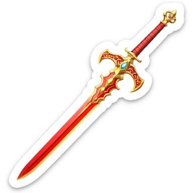 fiery royal golden sword with red blade sticker