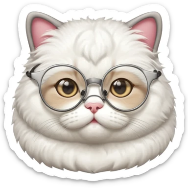 A fat and cute cat with glasses on sticker