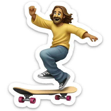 Jesus doing a kickflip sticker