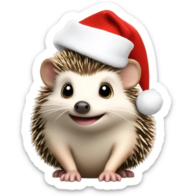Hedgehog wearing a santa hat sticker
