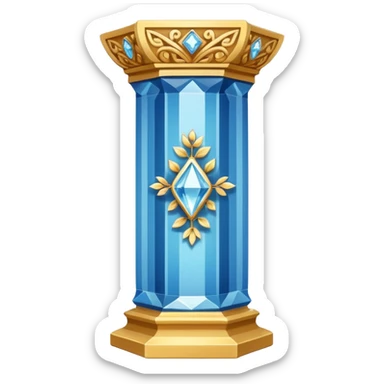 generate beautiful greek crystal pillar intricate front view more beautiful with flowers wrapping around the pillar make the pillar made of diamond sticker