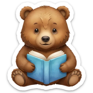 watercolor books and bear sticker