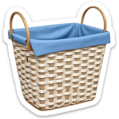 white LAUNDRY BASKET WITH FOLDED blue CLOTHES sticker