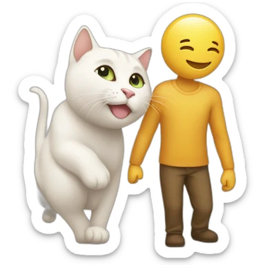 humain et chat se faisant un câlin  sticker