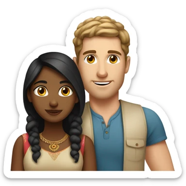 Indian girl in love with cute white guy sticker