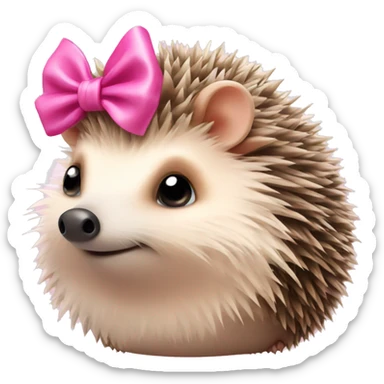 hedgehog with a pink bow sticker