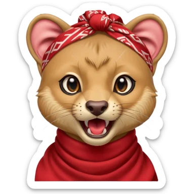 Fossa animal with a red bandana on its head screams sticker