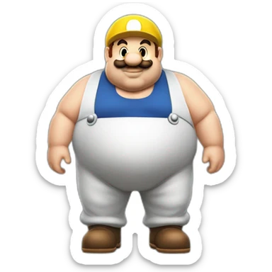 fat plumber waring a mario bros suit sticker