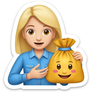 preciso de um emoji de um vendedor com sacolas na mão entregando para outra mulher sticker