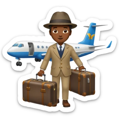Visage homme créole réunionnais avec chapeau arrive avion sticker