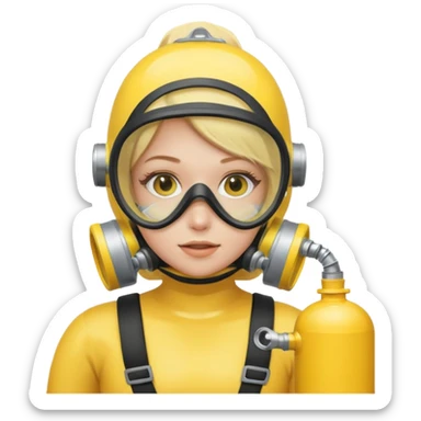 scuba diving girl blonde with yellow oxygen tank and mask sticker