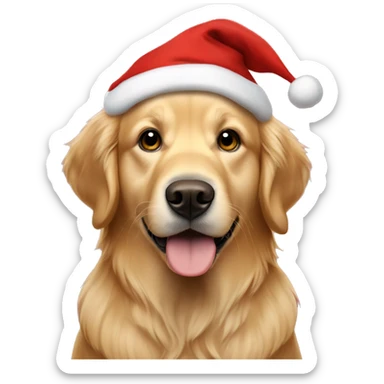 golden retriever with Santa hat sticker