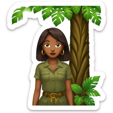 an woman with jungle tree sticker
