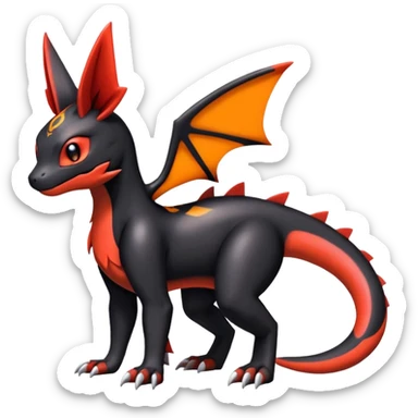 Cute Shiny Guilmon-Salandit-Umbreon-Fakémon-hybrid-creature (full body)  sticker