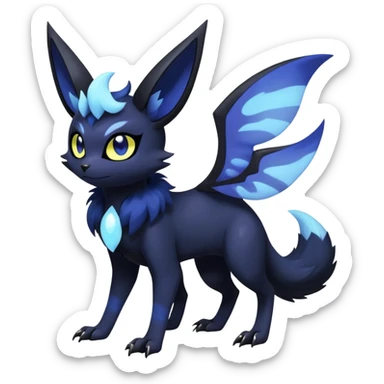 Nebulae Edgy Gothic Noibat-Meowstic-Umbreon-Fakémon-hybrid-creature (full body)  sticker