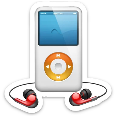 white ipod and earphone
 sticker