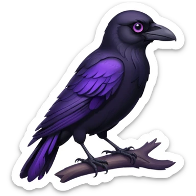 black raven with purple eyes sticker