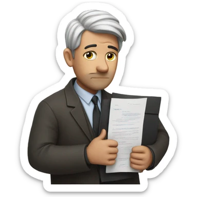 sad man who hold an signed contract in his arms sticker